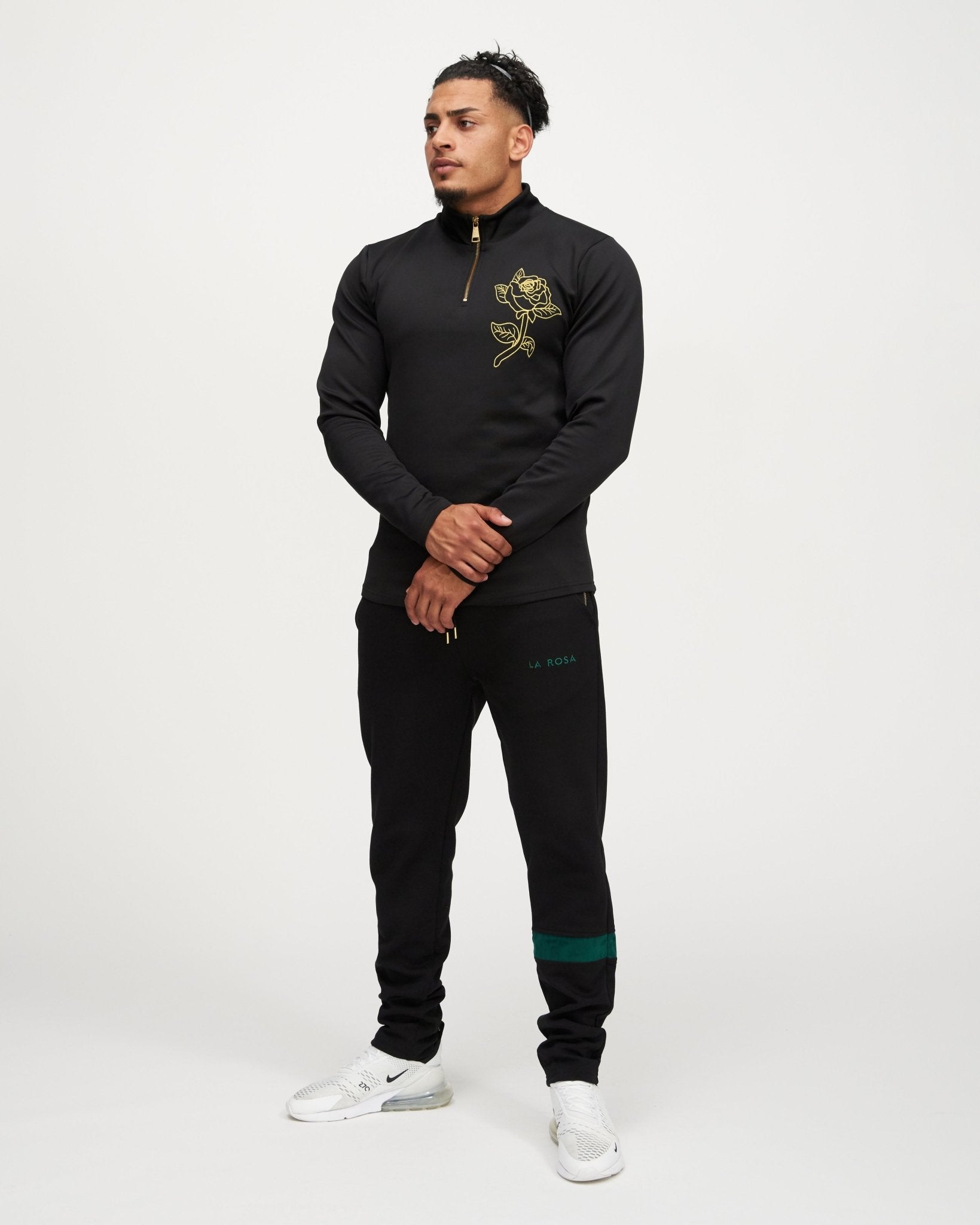 LA ROSA Black Roley Rose Crewneck - LA ROSA