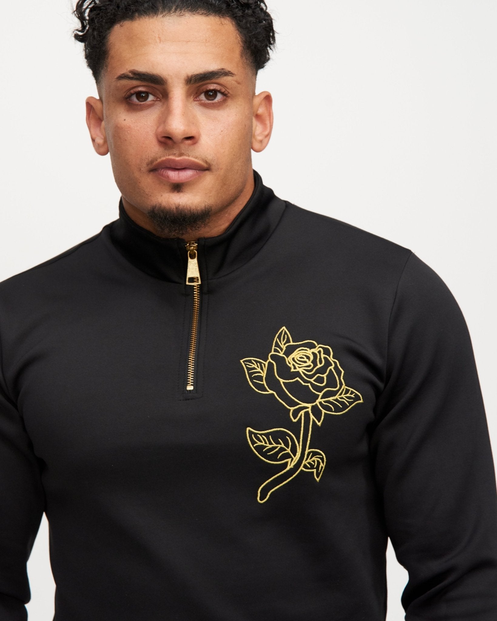 LA ROSA Black Roley Rose Crewneck - LA ROSA
