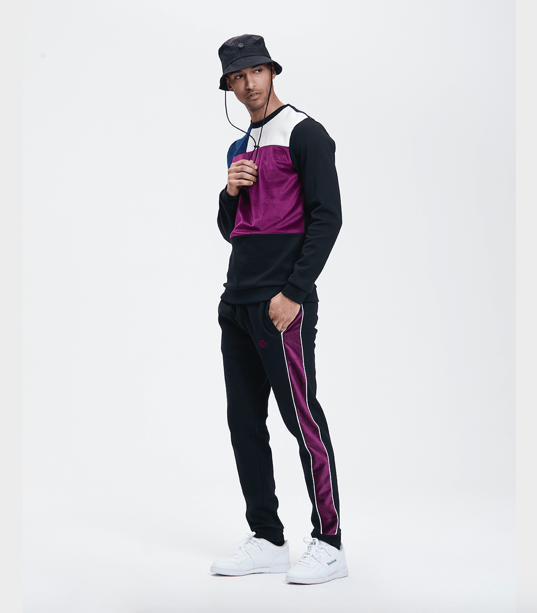 PANTS 'TRICOLOUR VELVET' - BLACK / TRICOLOUR - LA ROSA
