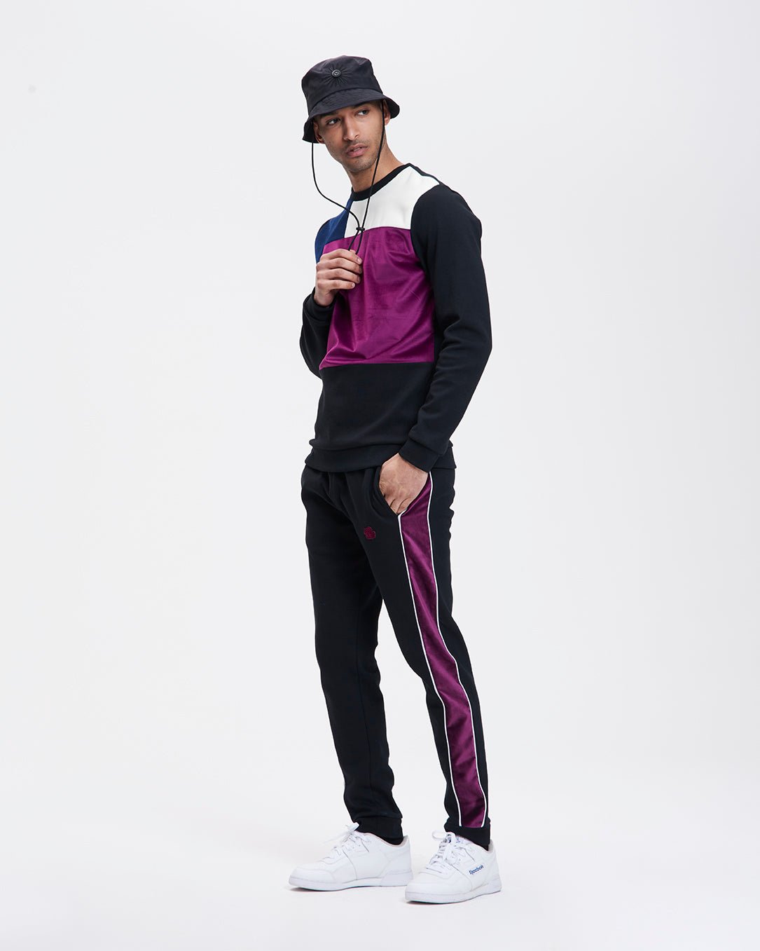 PANTS 'TRICOLOUR VELVET' - BLACK / TRICOLOUR - LA ROSA
