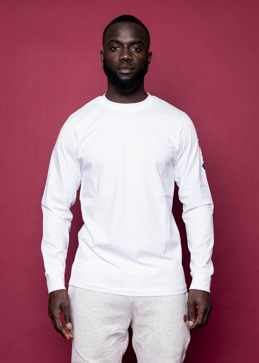 TEE 'WHITE TRIPLE ROSE LONG SLEEVE' - WHITE - LA ROSA