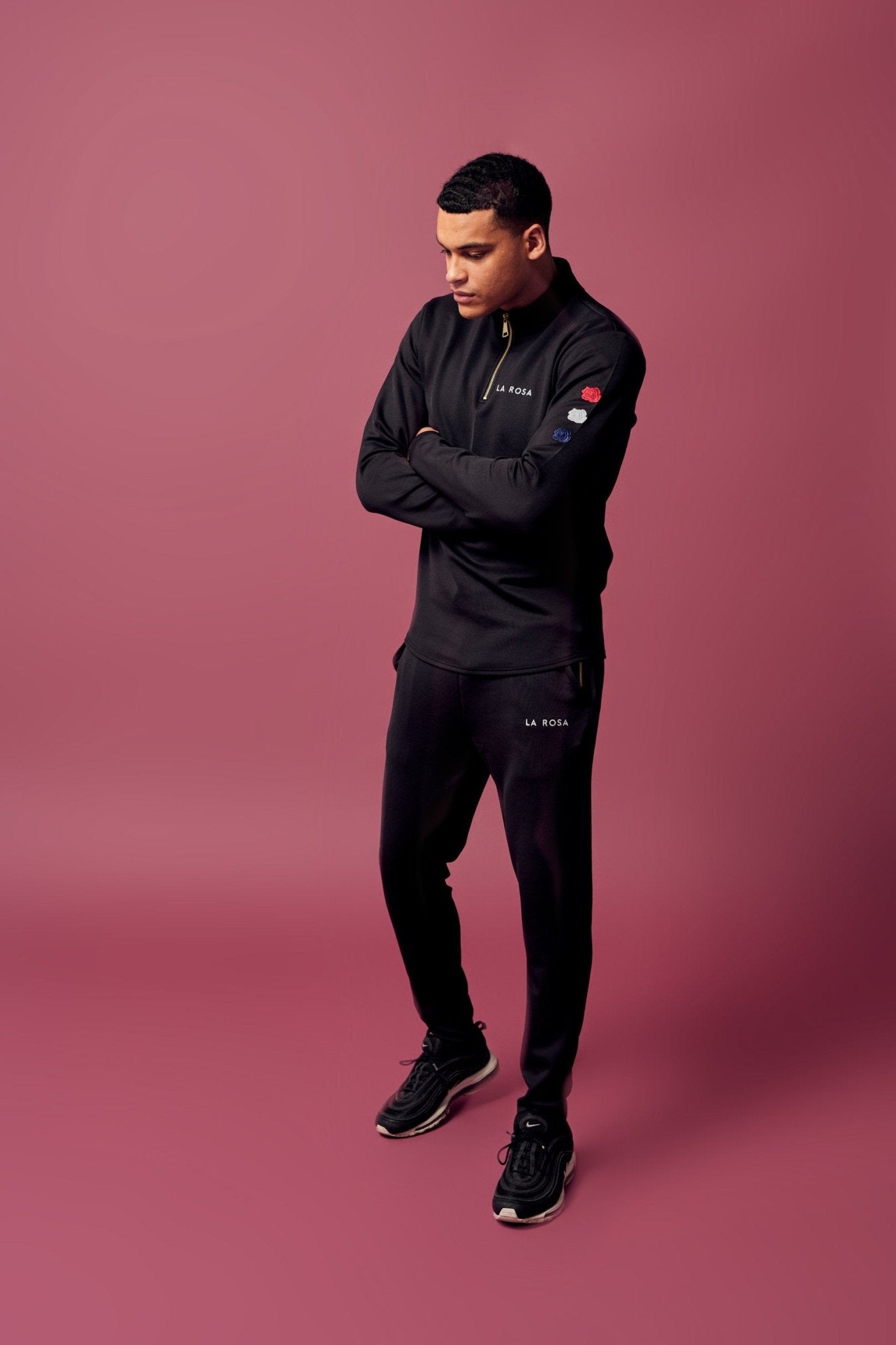 TRACKSUIT 'FINE SUIT TRIPLE ROSE' - BLACK - LA ROSA