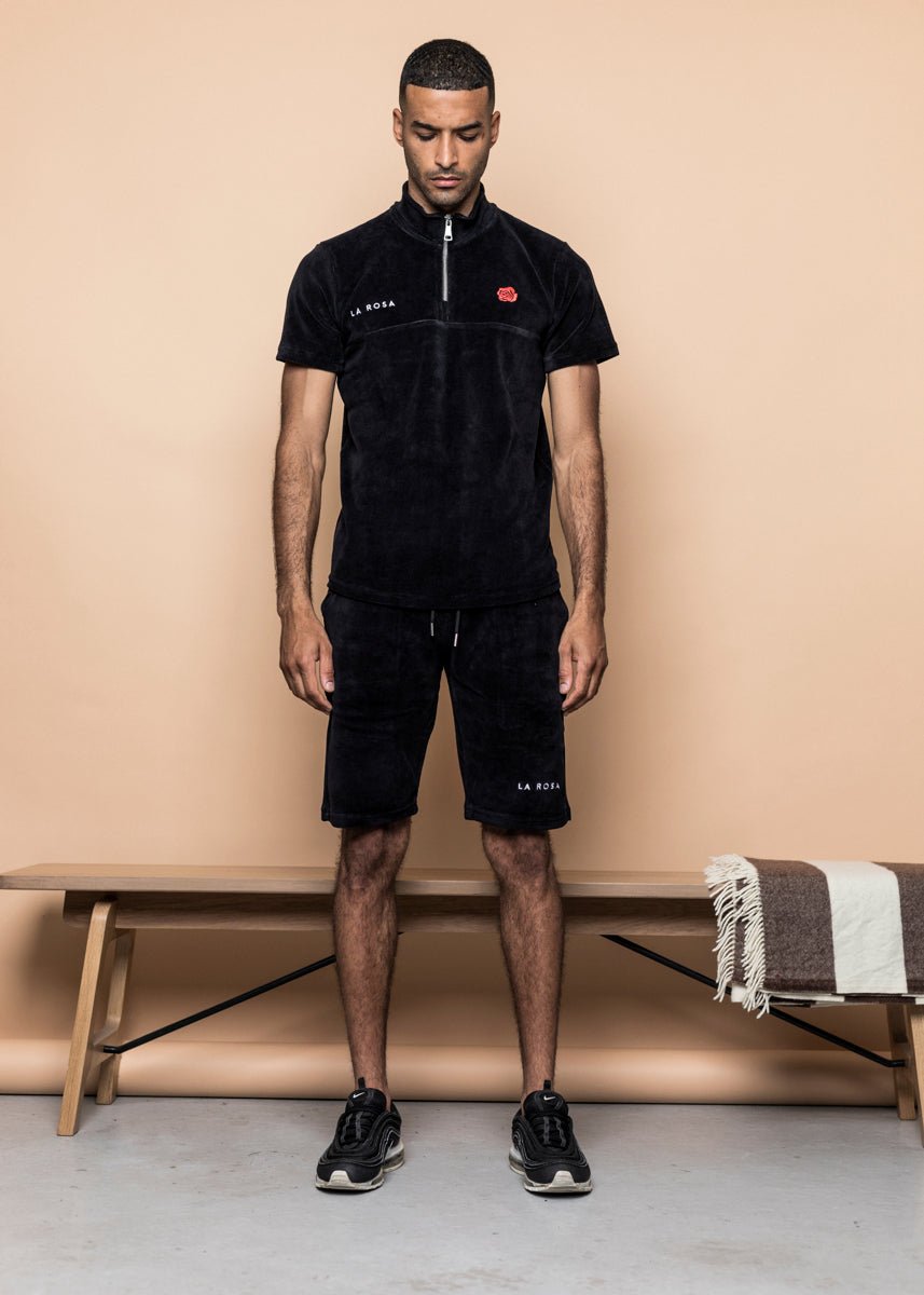 TRACKSUIT 'VELVET RED ROSE SUMMER SUIT' - BLACK - LA ROSA