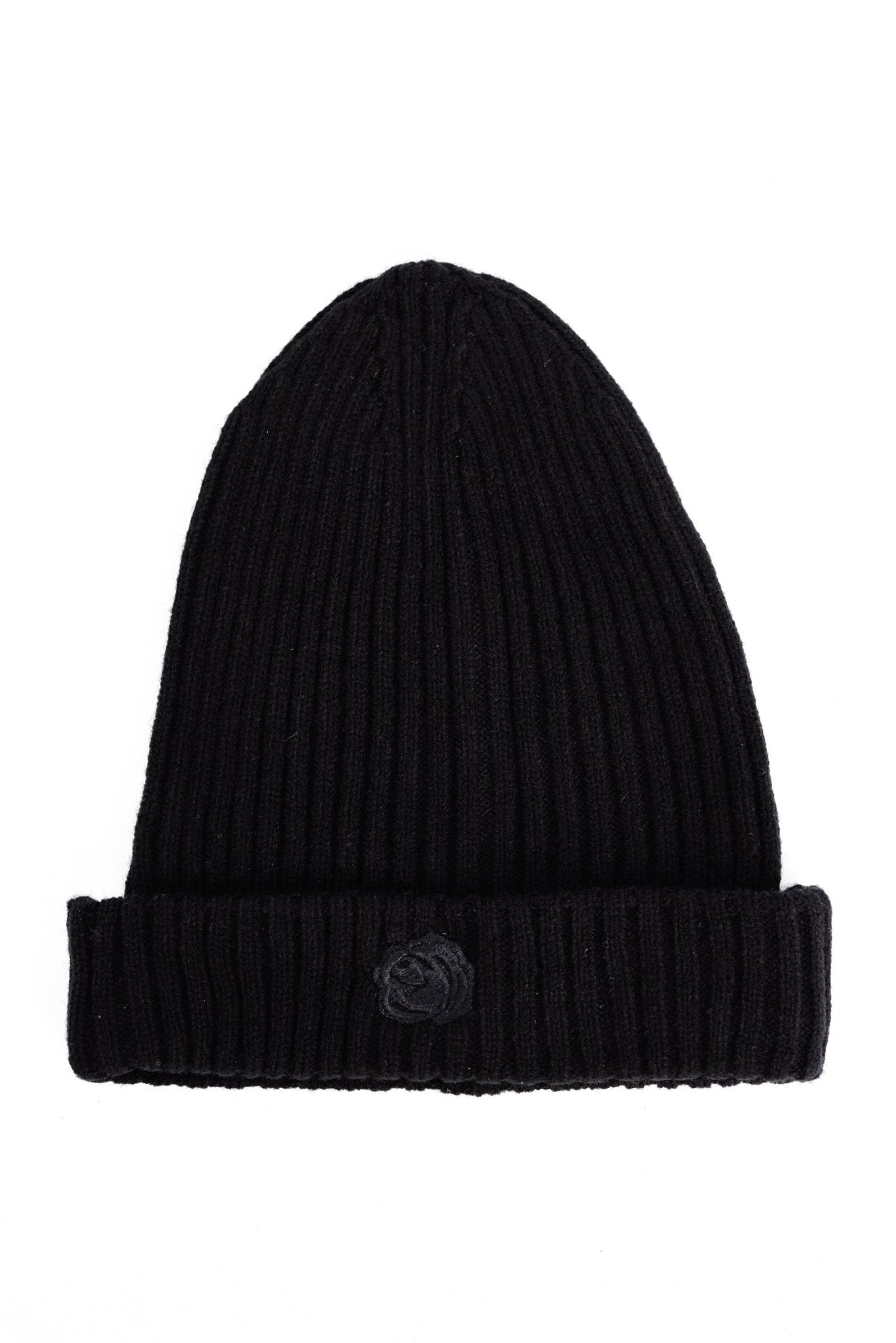 BEANIE 'ROSE WOOL' - ALL BLACK - LA ROSA