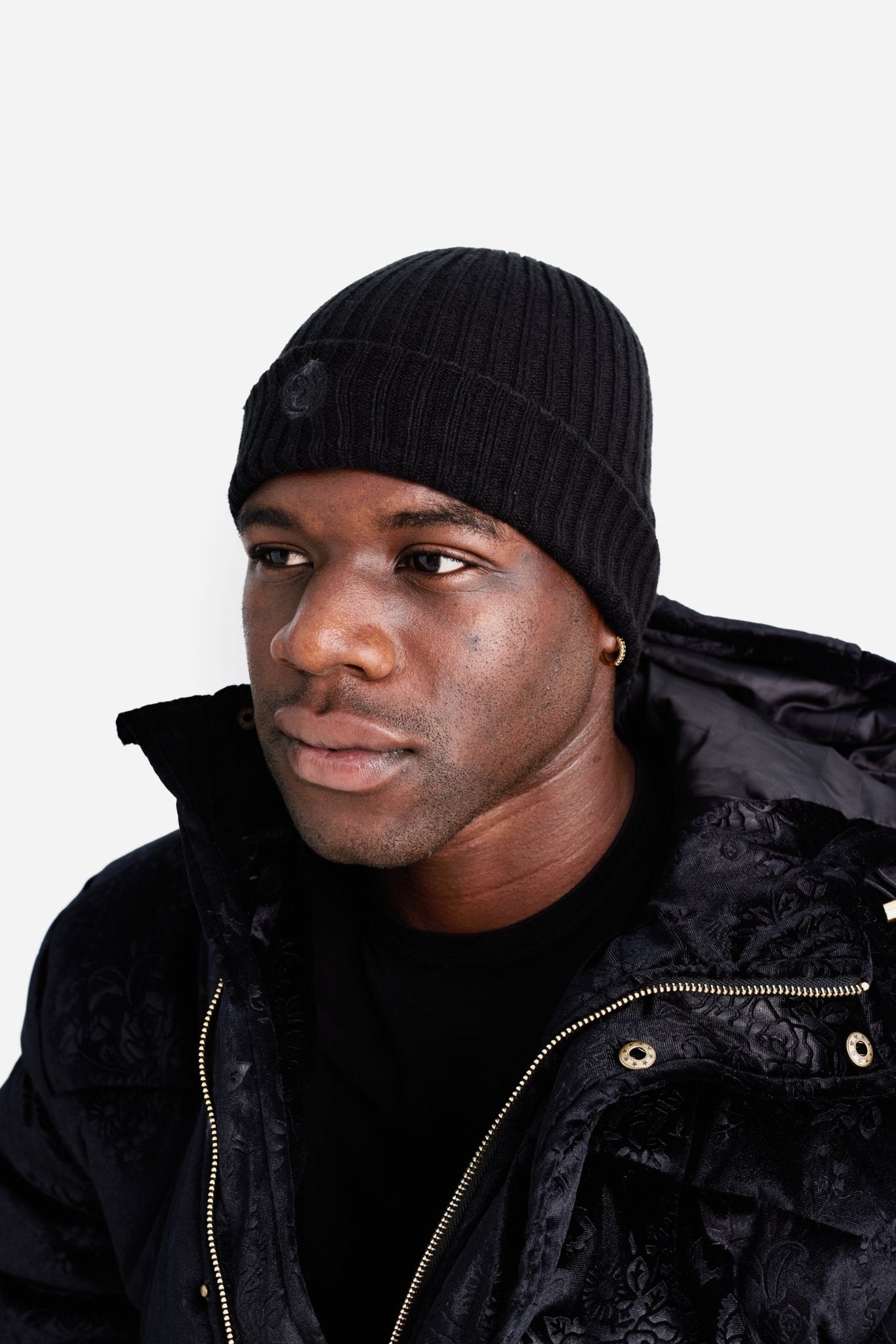 BEANIE 'ROSE WOOL' - ALL BLACK - LA ROSA