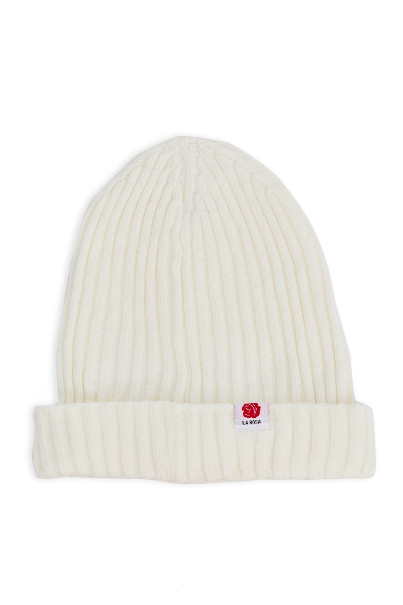 Beanie Rose Wool – All White Logo - LA ROSA