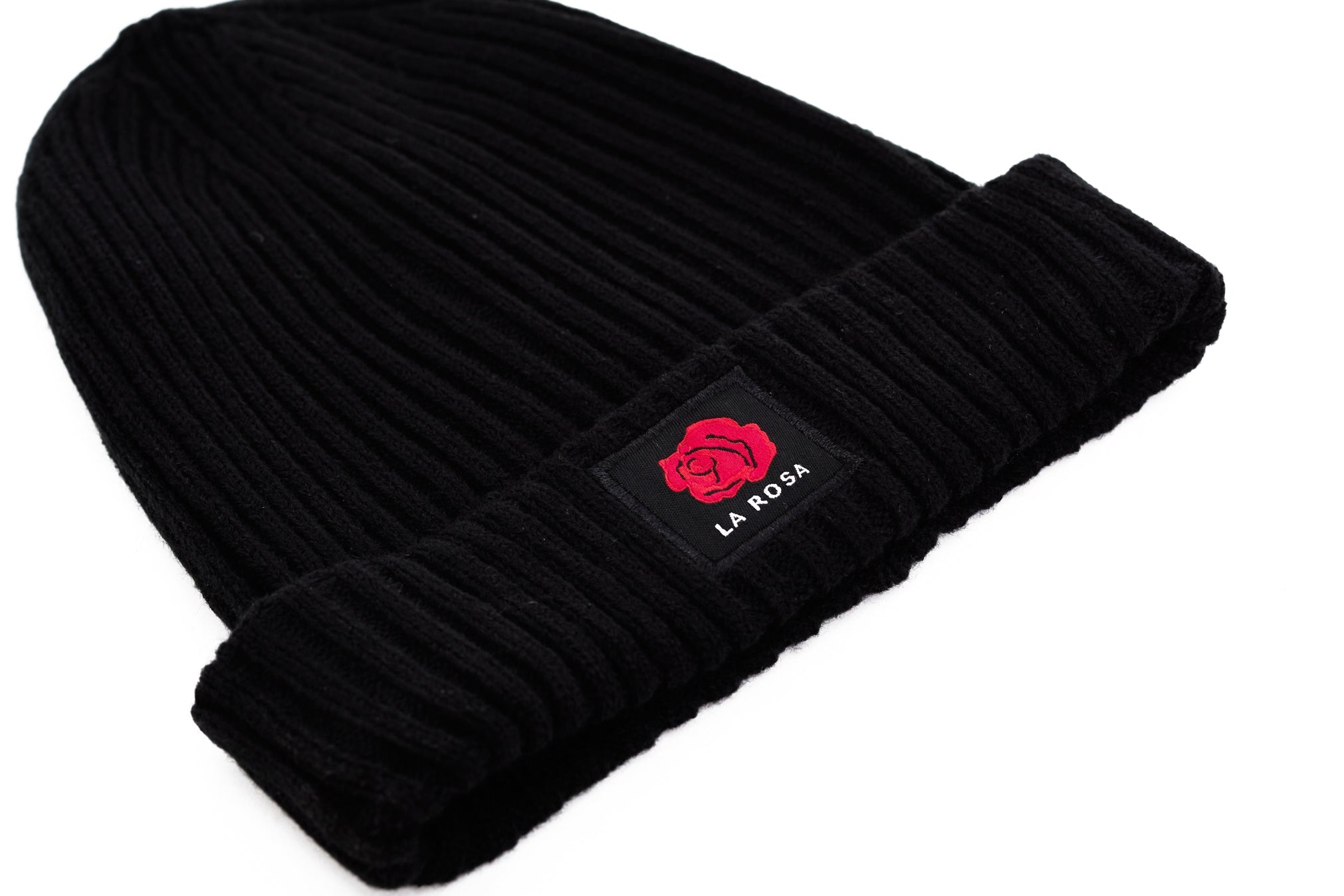 BEANIE 'ROSE WOOL WOVEN LOGO' - BLACK - LA ROSA