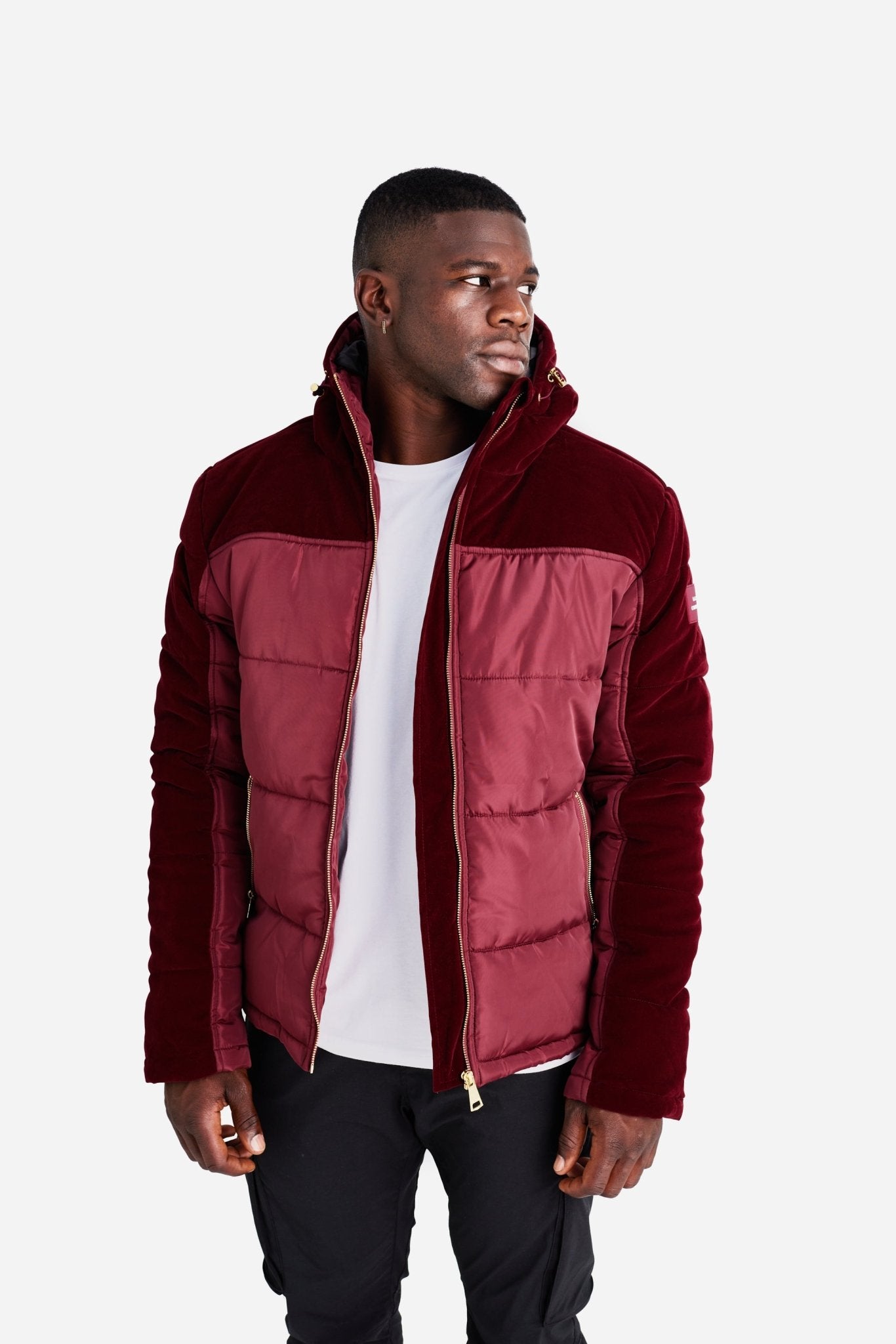 DOWN JACKET - Burgundy Velvet - LA ROSA
