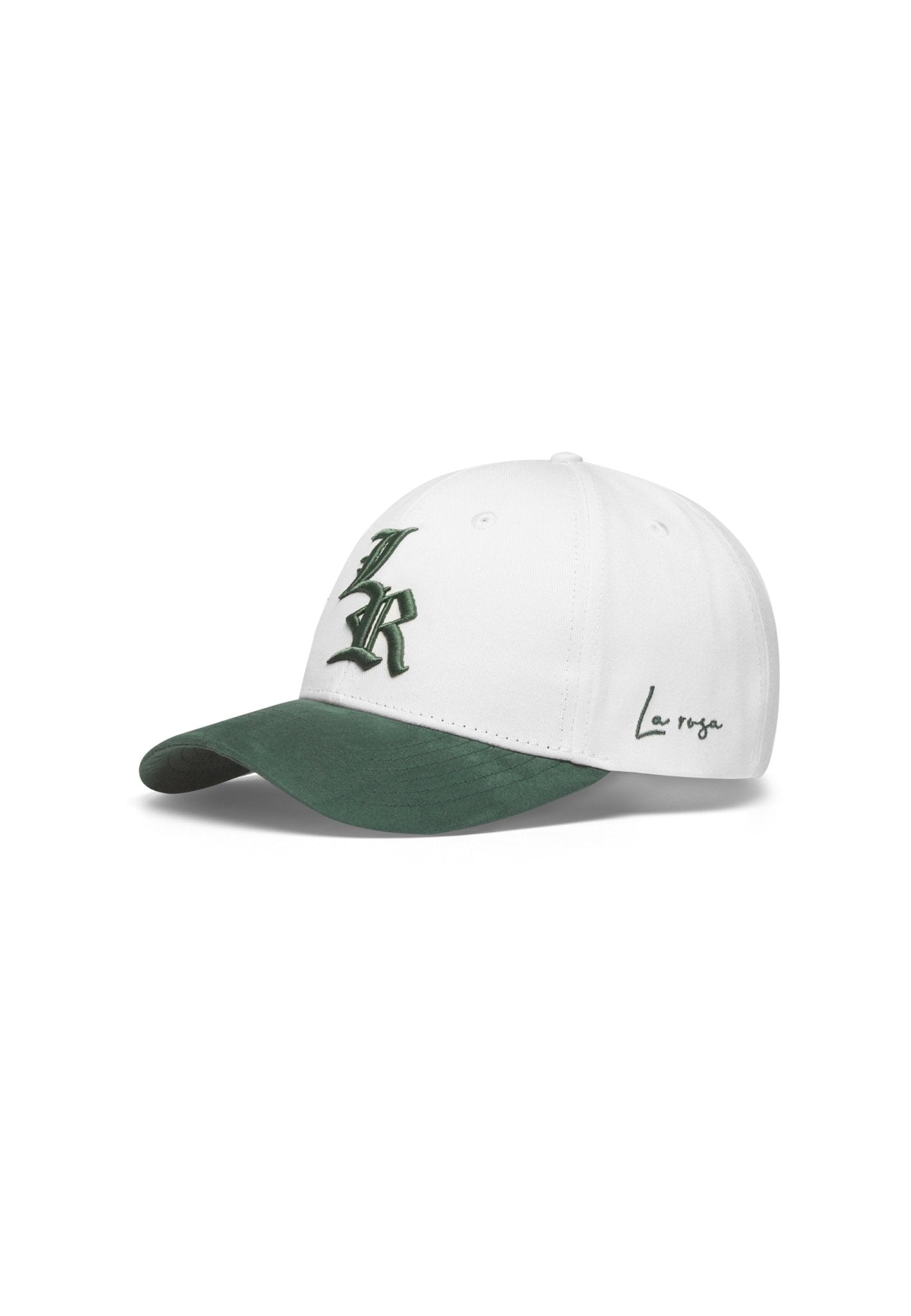 LA ROSA 'LR' BASEBALL CAP - OFF WHITE/GREEN SUEDE - LA ROSA