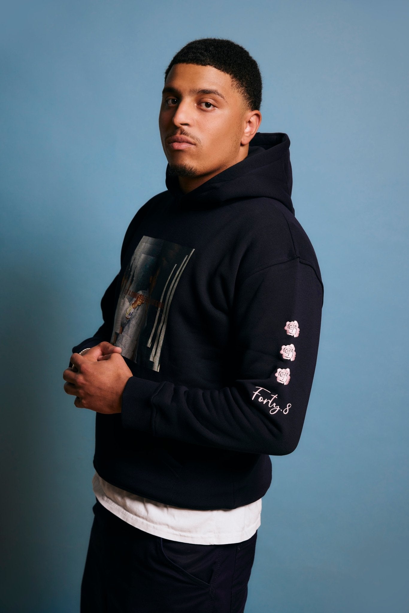 LA ROSA 'TUPAC' HOODIE - NAVY BLUE - LA ROSA