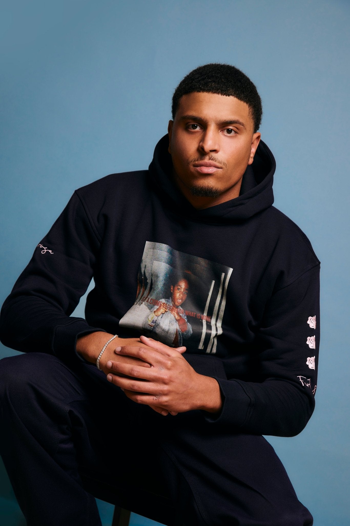 LA ROSA 'TUPAC' HOODIE - NAVY BLUE - LA ROSA