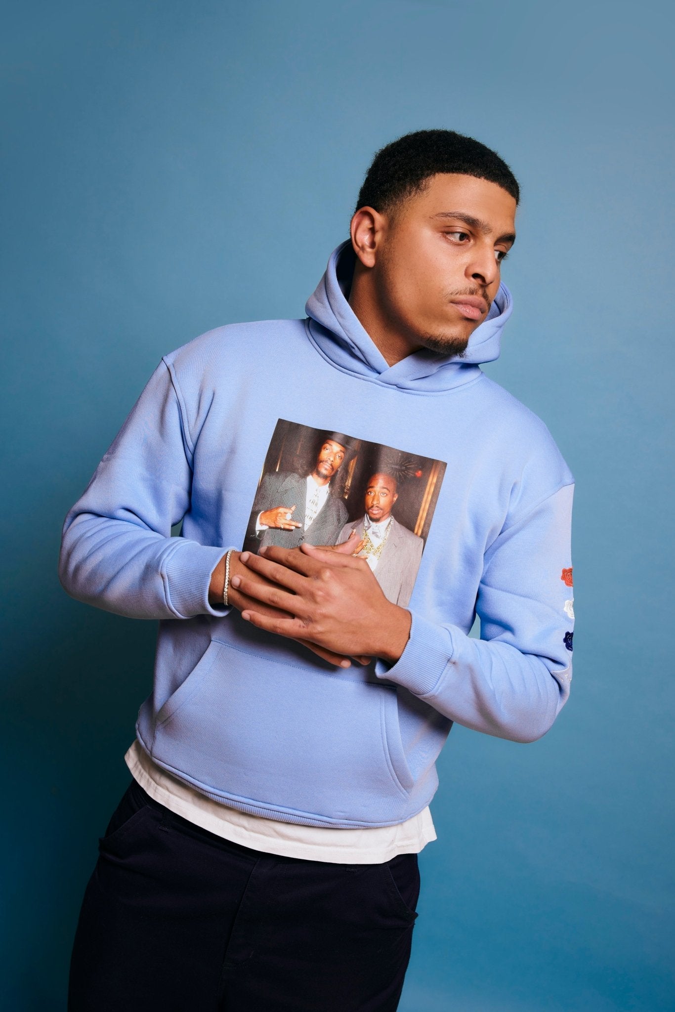 LA ROSA 'TUPAC x SNOOP' HOODIE - BABYBLUE - LA ROSA