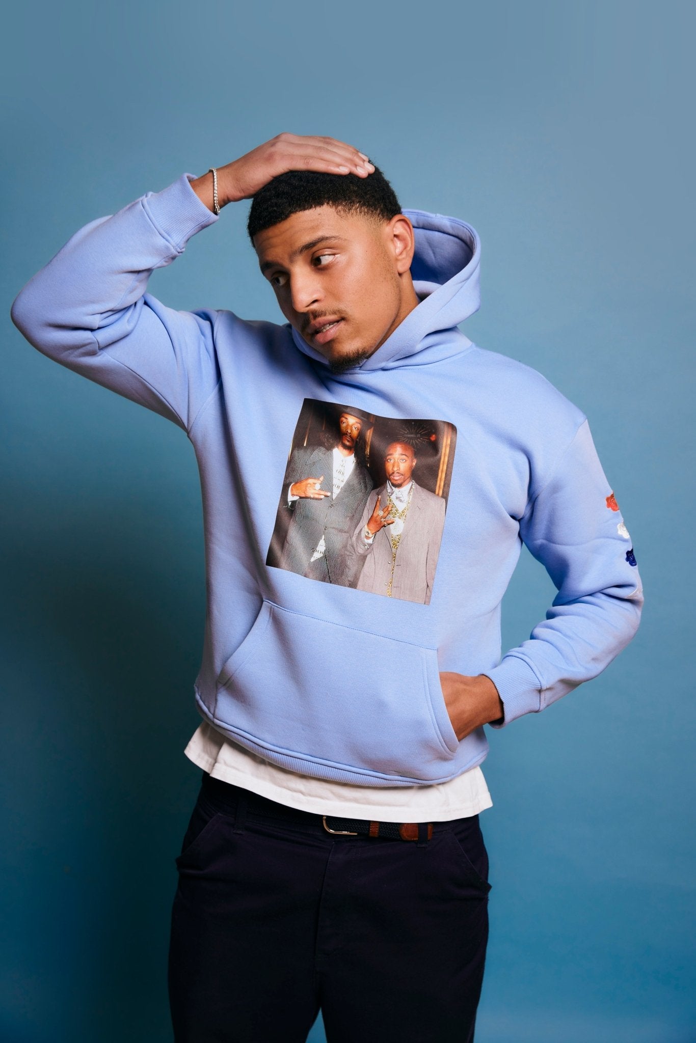 LA ROSA 'TUPAC x SNOOP' HOODIE - BABYBLUE - LA ROSA