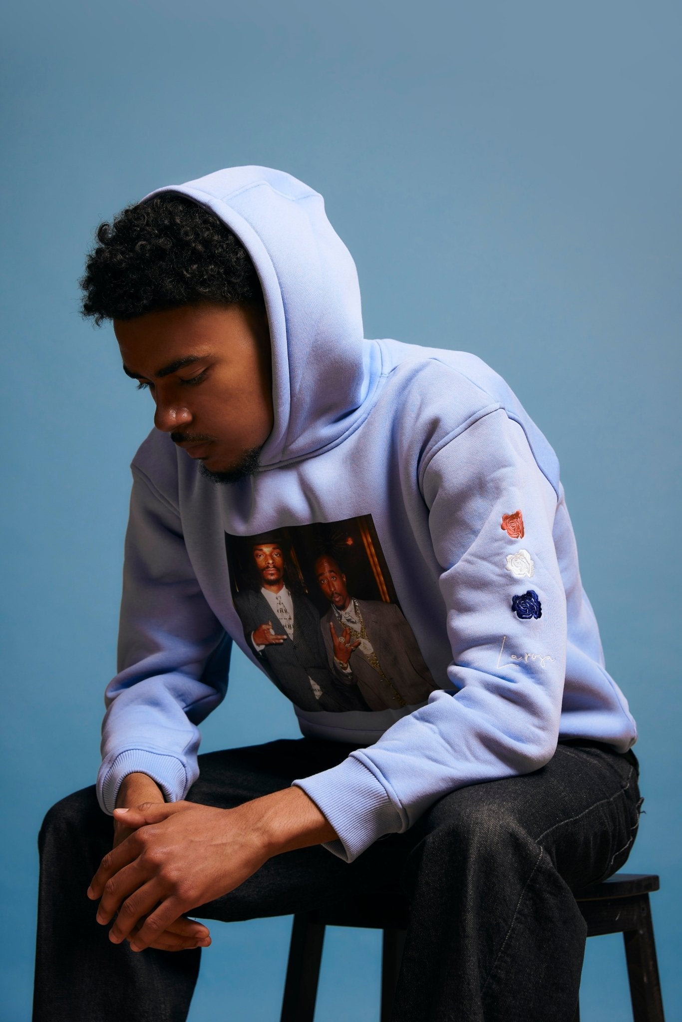 LA ROSA 'TUPAC x SNOOP' HOODIE - BABYBLUE - LA ROSA