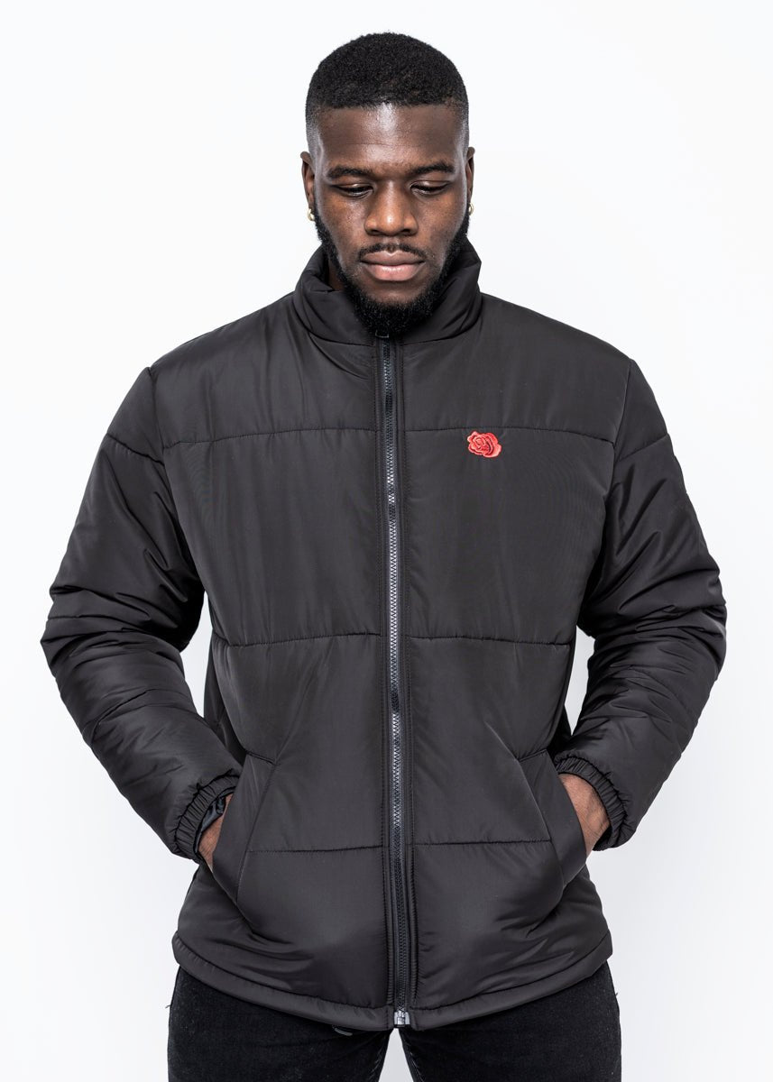ROSE PUFFER JACKET - BLACK - LA ROSA
