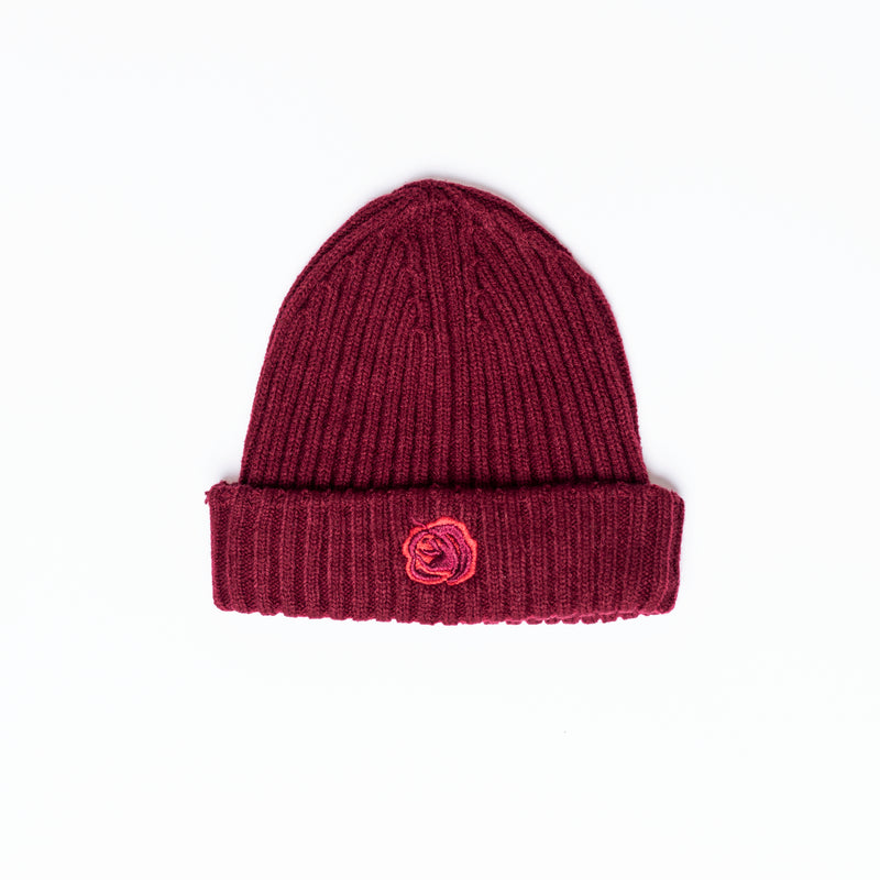 BEANIE 'KIDS WOOL ROSE' - BURGUNDY