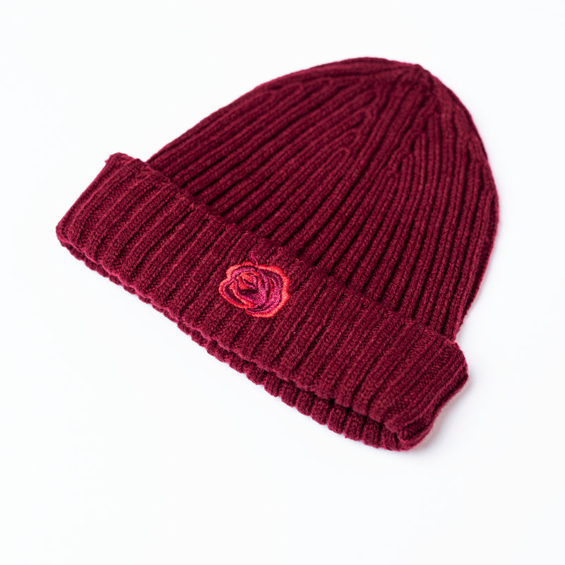 BEANIE 'KIDS WOOL ROSE' - BURGUNDY