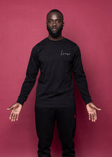 TEE 'TRIPLE ROSE LANGÆRMER' - SORT