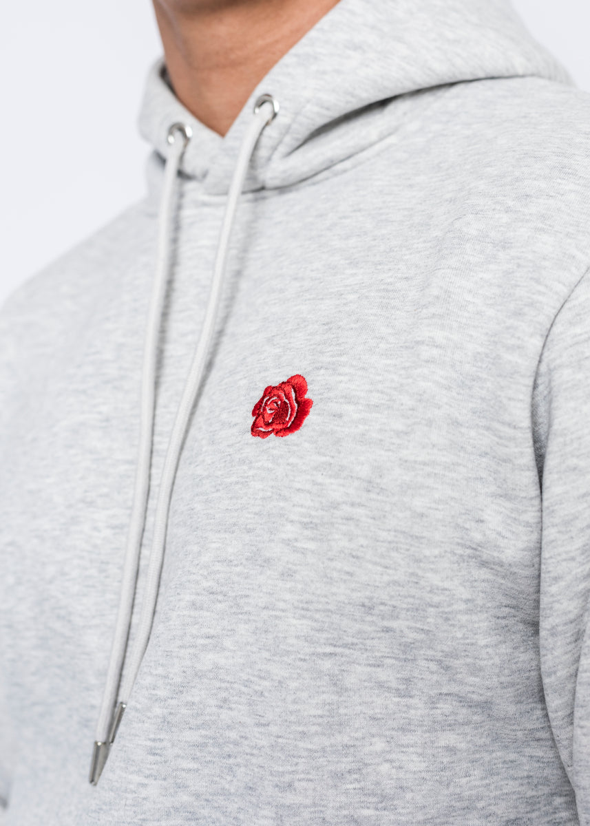 Grey hoodie with roses on sale