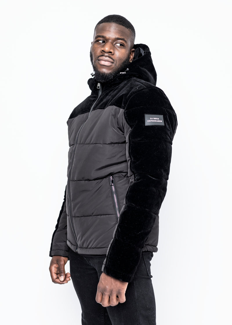DOWN JACKET - BLACK VELVET GUN METAL ZIPPER