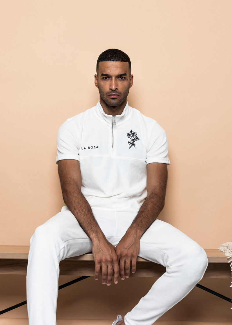 TRACKSUIT 'VELVET BIG ROSE TRACKSUIT' - WHITE