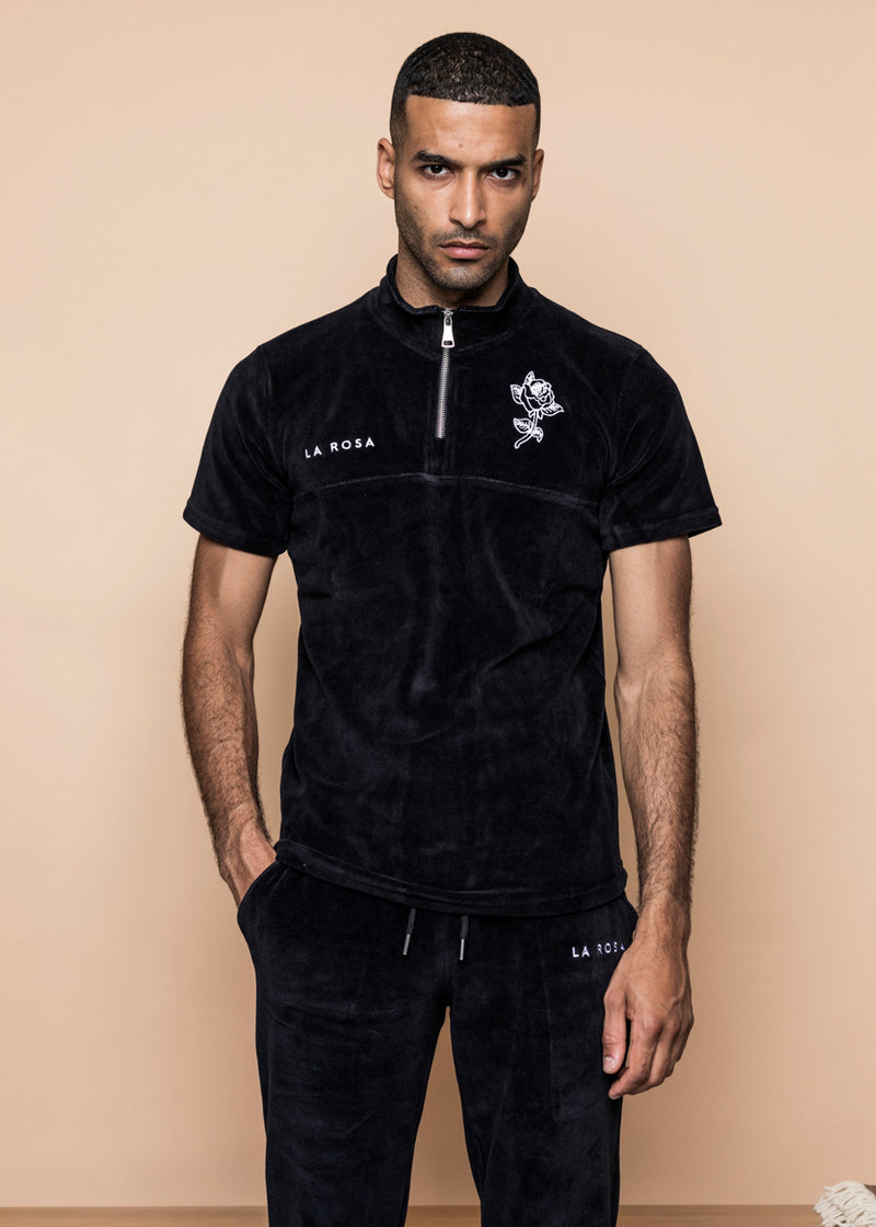 TRACKSUIT 'VELVET BIG ROSE TRACKSUIT' - BLACK