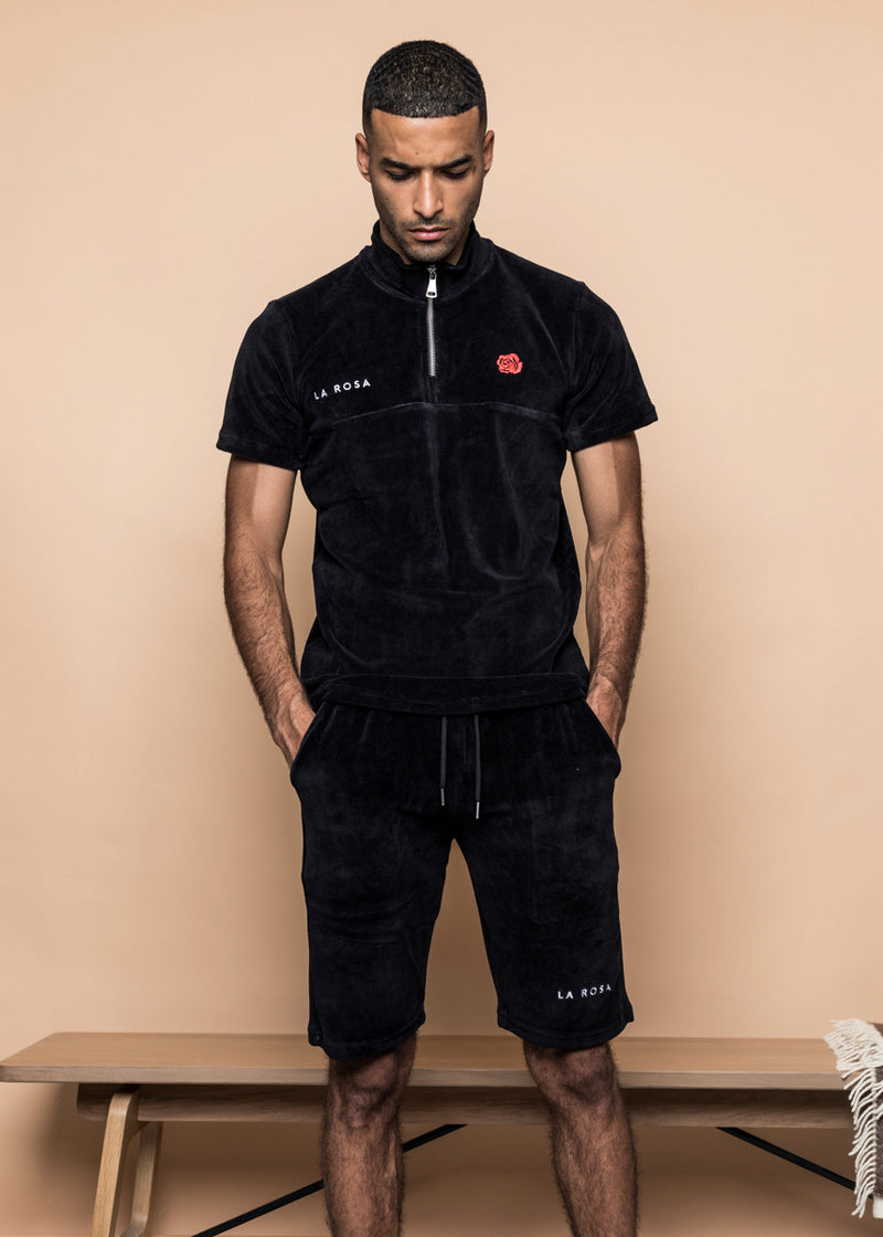 TRACKSUIT 'VELVET RED ROSE SUMMER SUIT' - BLACK