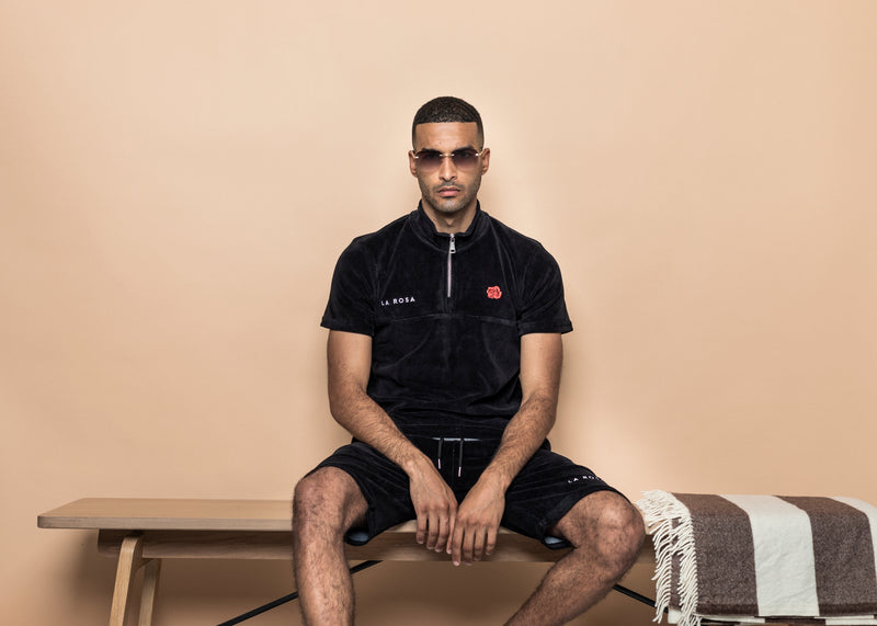 TRACKSUIT 'VELVET RED ROSE SUMMER SUIT' - BLACK