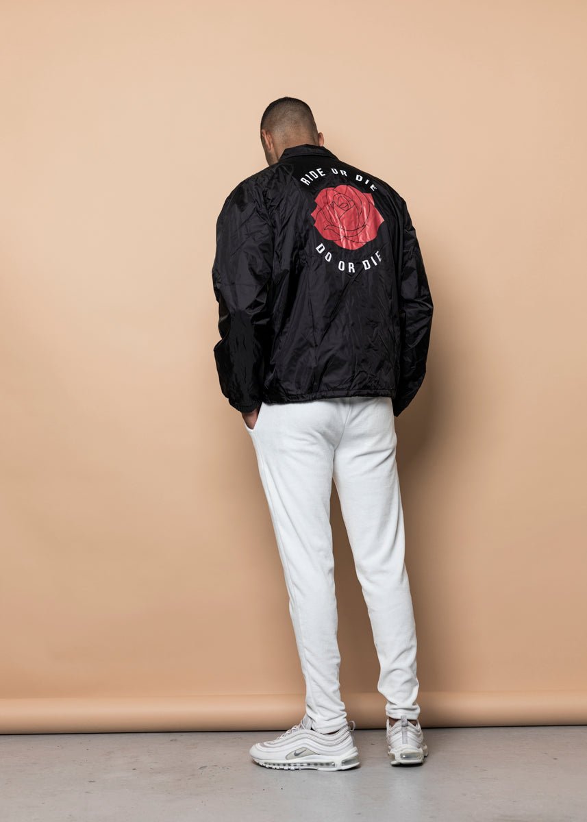 COACH JACKET - Black 'RIDE OR DIE' - LA ROSA