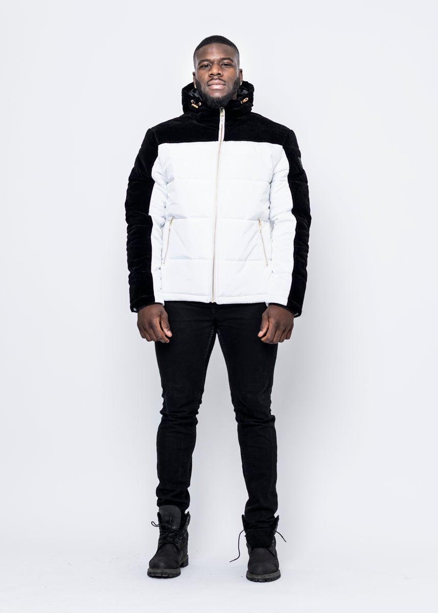 DOWN JACKET - WHITE/BLACK VELVET - LA ROSA