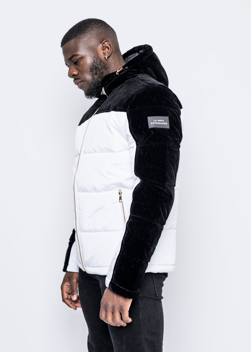 DOWN JACKET - WHITE/BLACK VELVET - LA ROSA