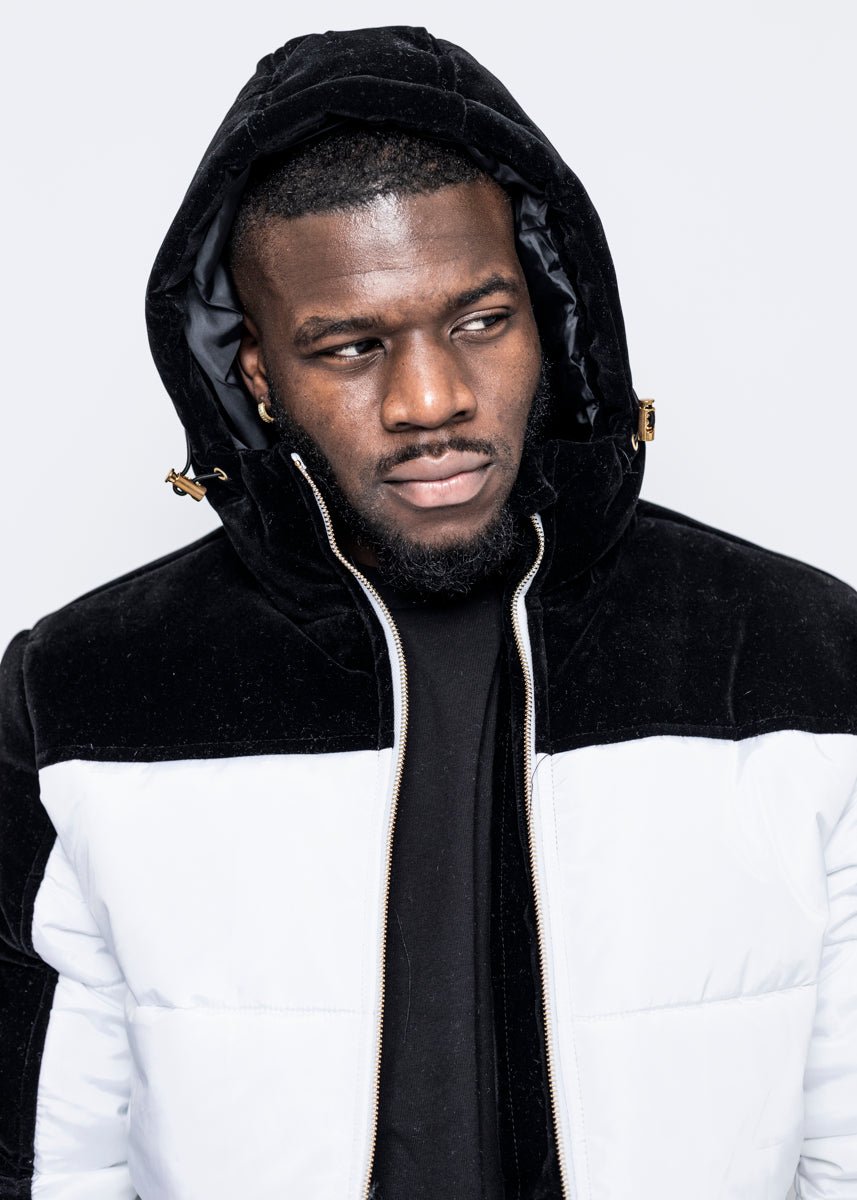 DOWN JACKET - WHITE/BLACK VELVET - LA ROSA