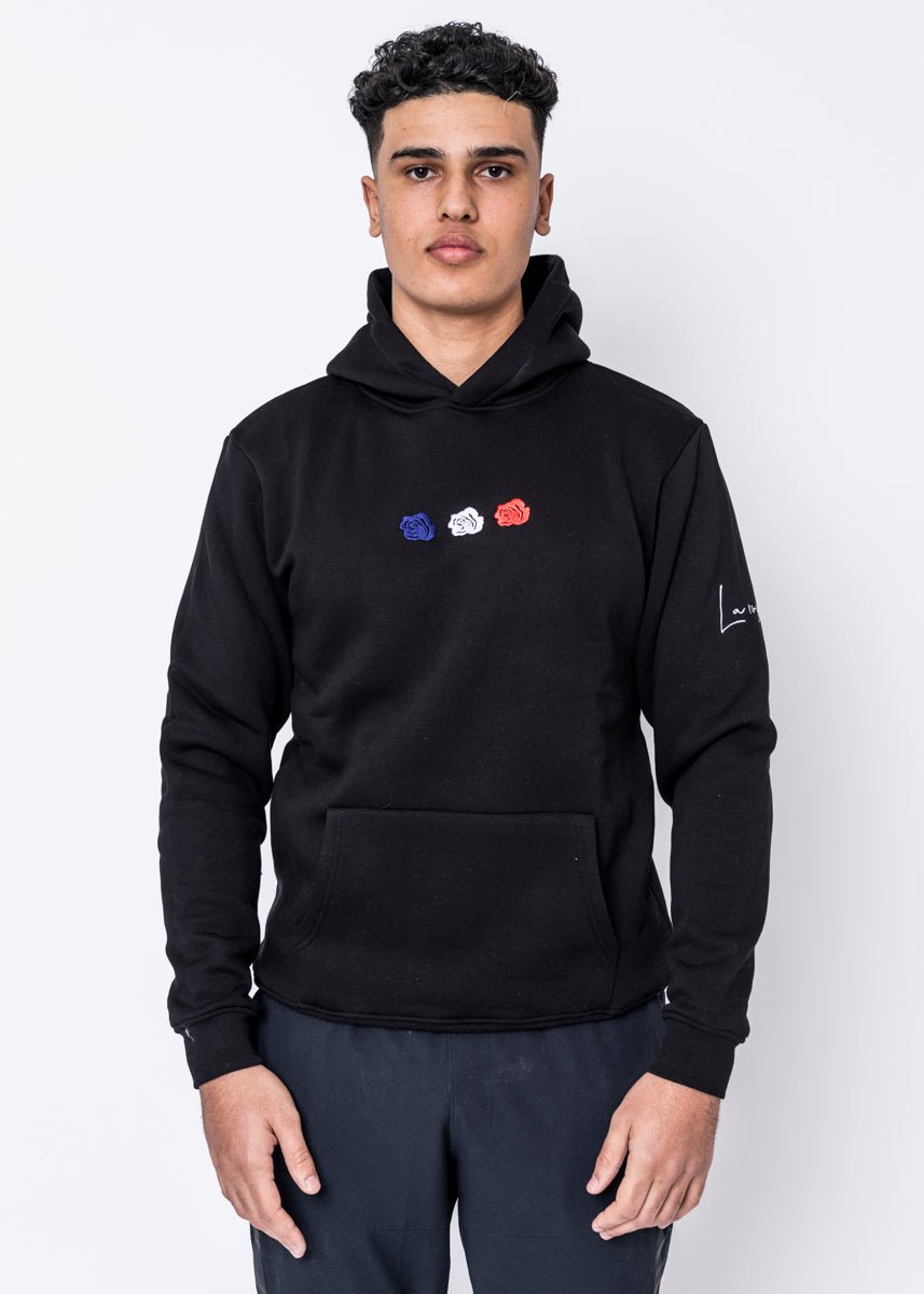 HOODIE - TRIPLE ROSE BLACK - LA ROSA