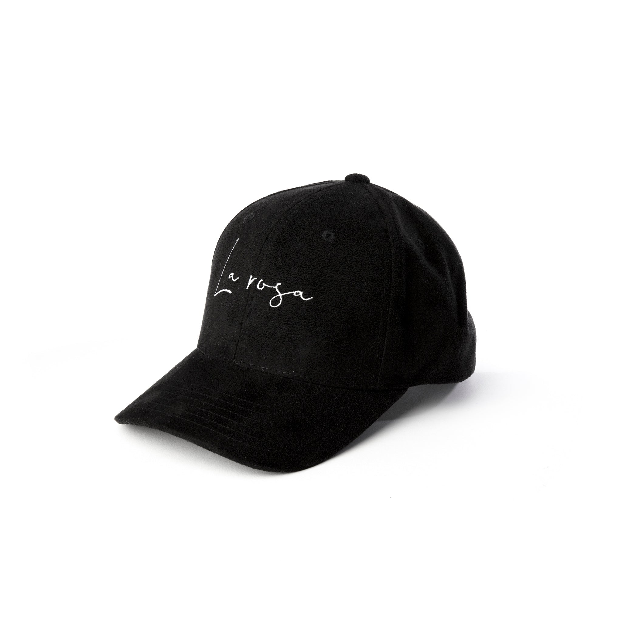 Suede Logo Cap - Black - LA ROSA