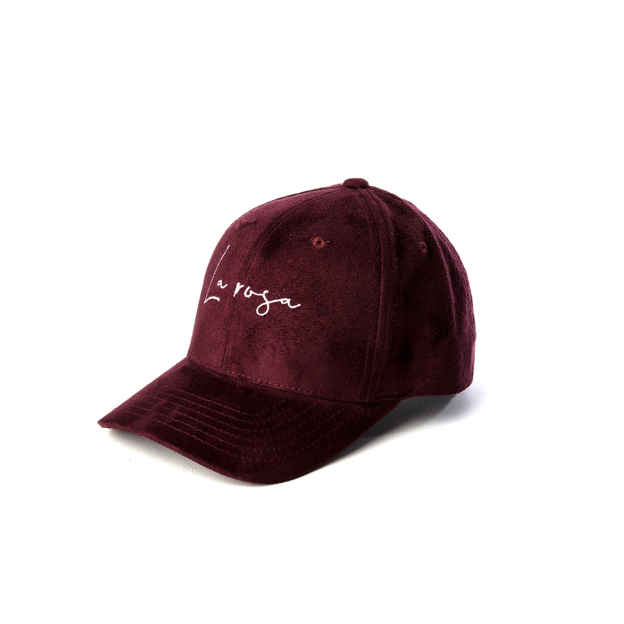 Suede Logo Cap - Burgundy - LA ROSA