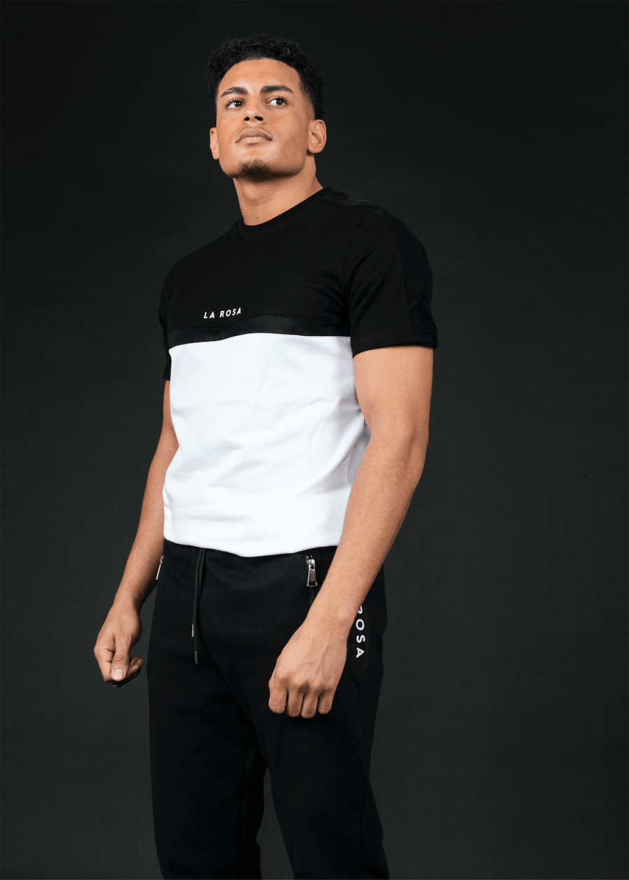 TEE 'MID CUT' - BLACK / WHITE - LA ROSA