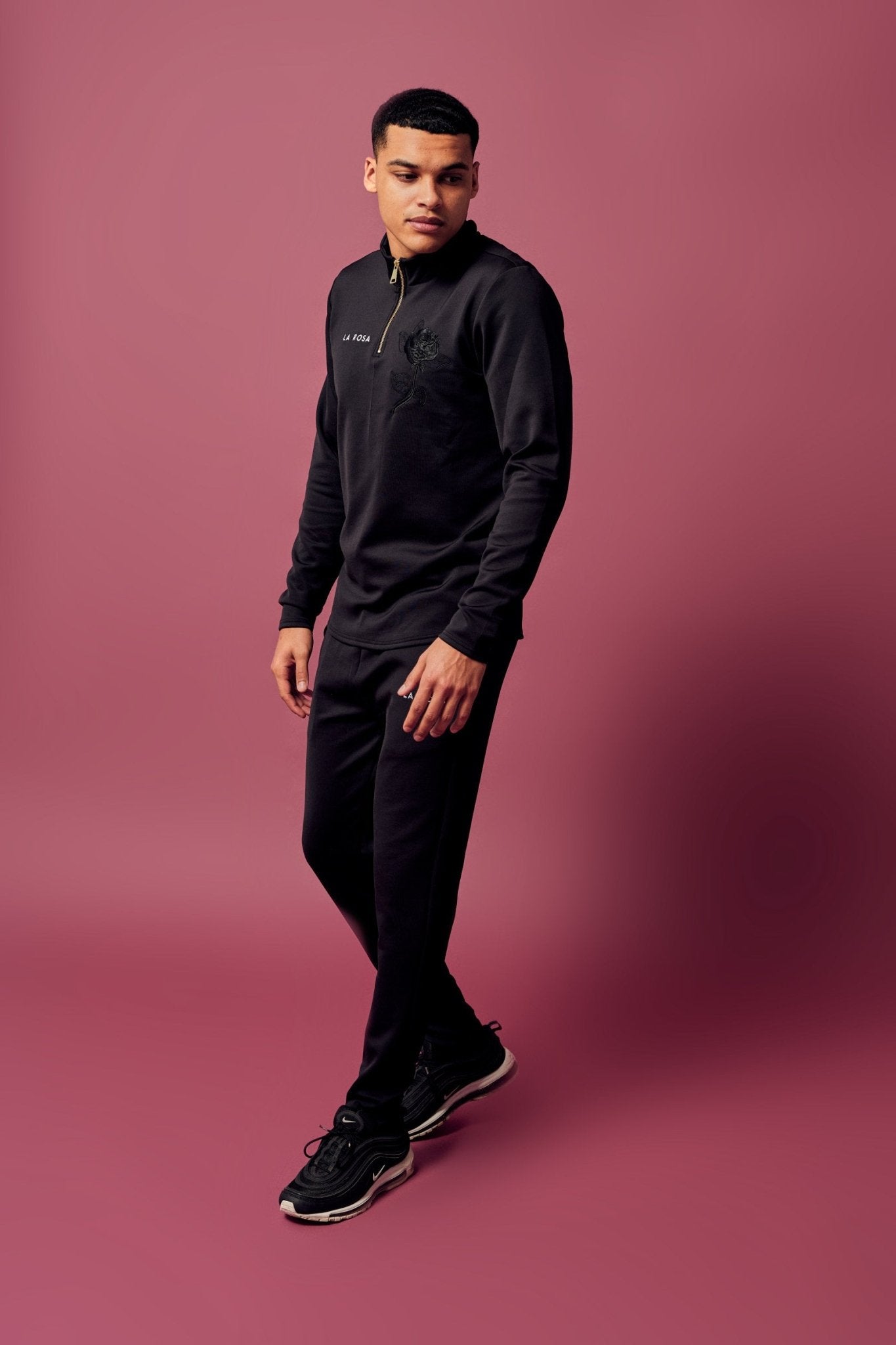 TRACKSUIT 'FINE SUIT BIG ROSE' - BLACK - LA ROSA