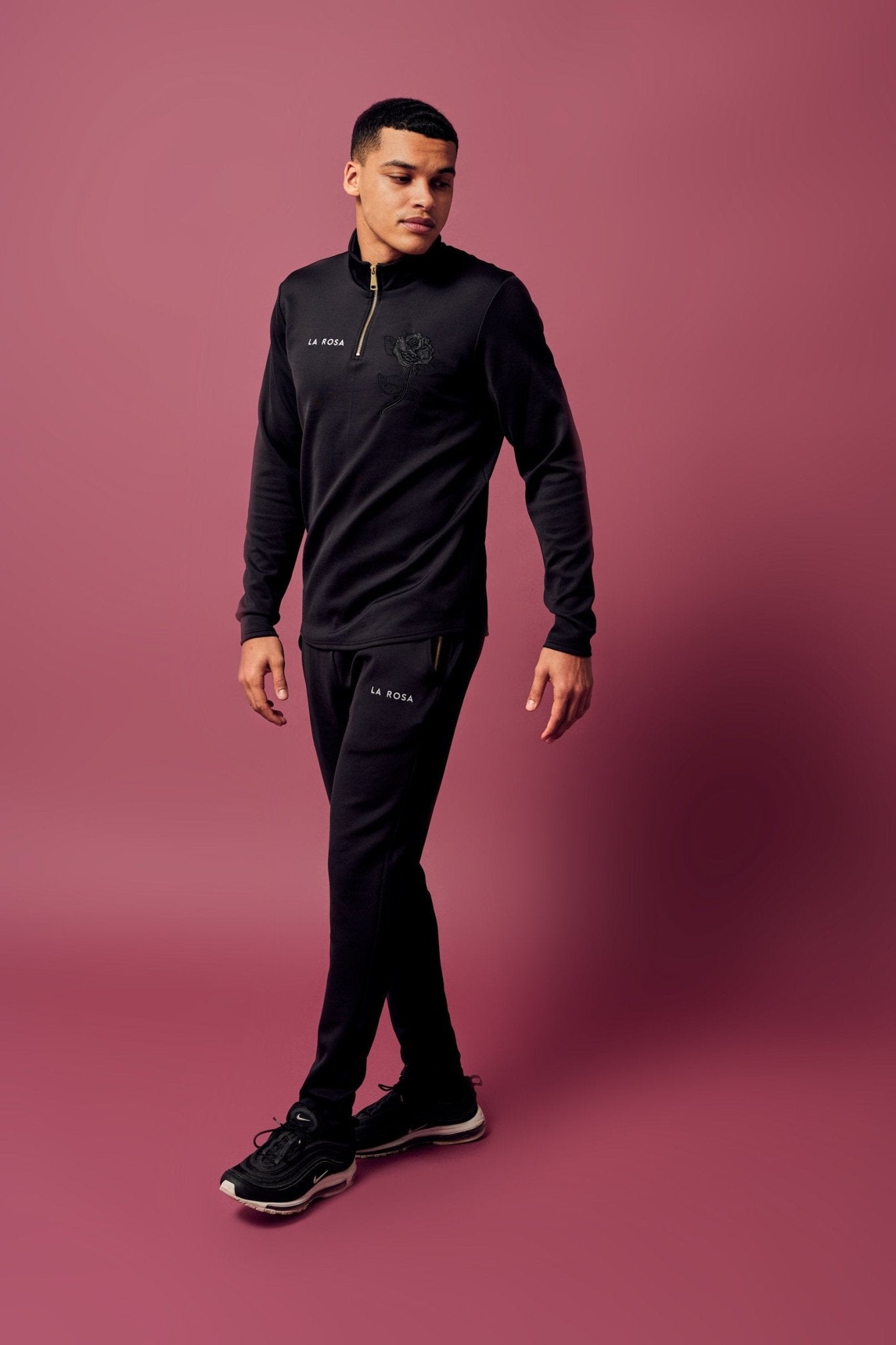 TRACKSUIT 'FINE SUIT BIG ROSE' - BLACK - LA ROSA