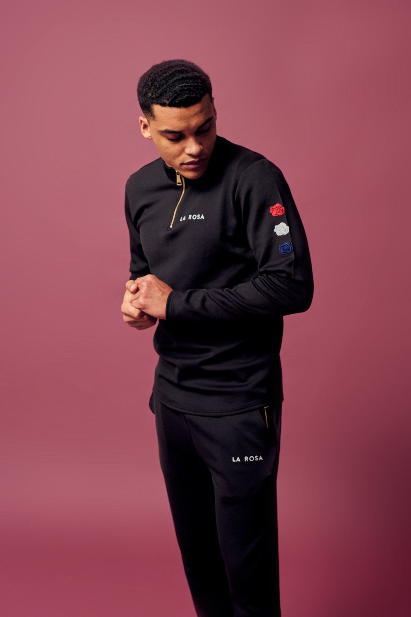 TRACKSUIT 'FINE SUIT TRIPLE ROSE' - BLACK - LA ROSA