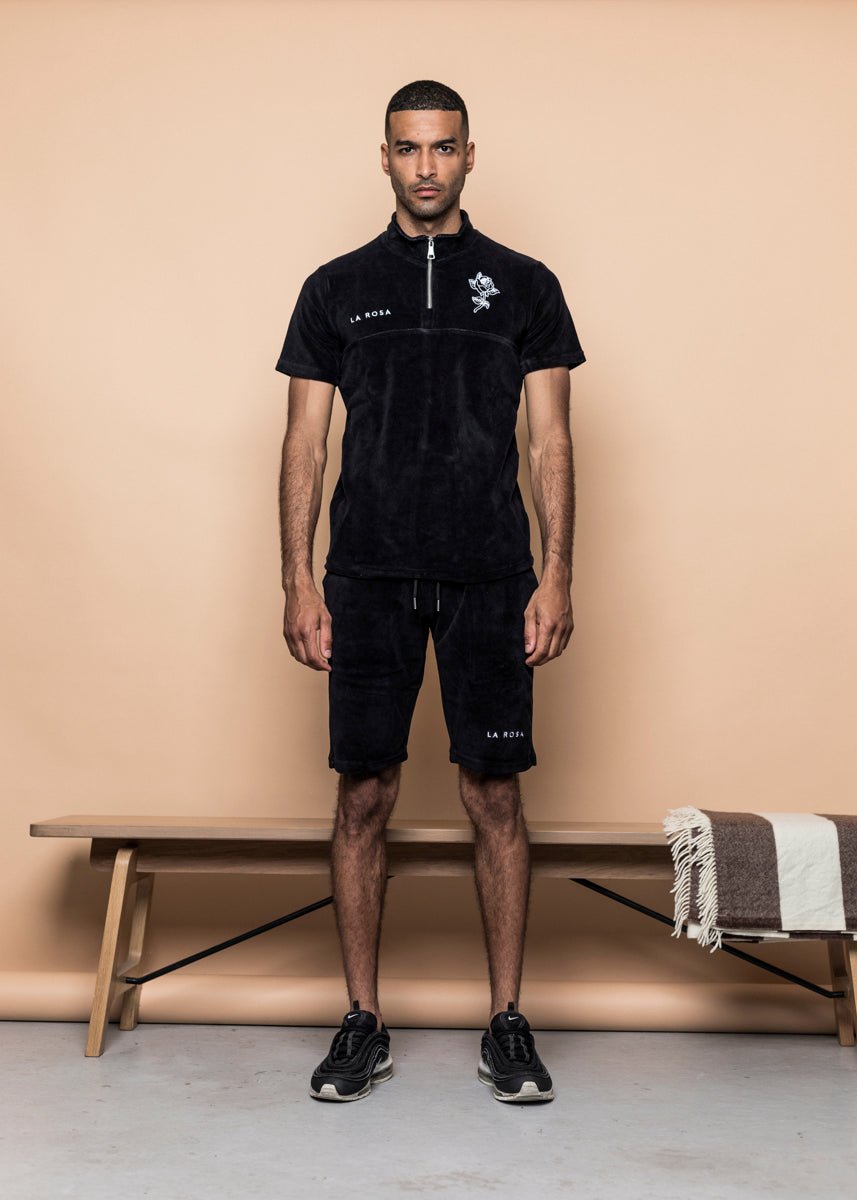 TRACKSUIT 'VELVET BIG ROSE SUMMER SUIT' - BLACK - LA ROSA