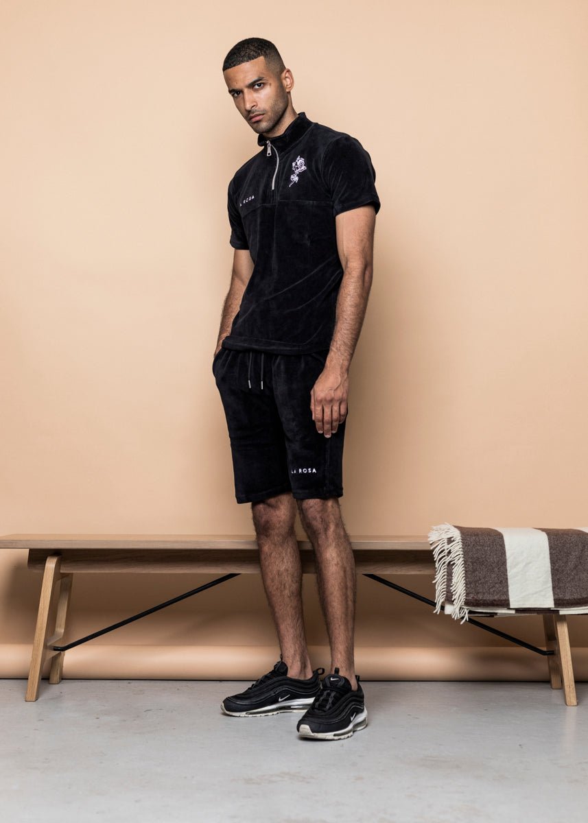 TRACKSUIT 'VELVET BIG ROSE SUMMER SUIT' - BLACK - LA ROSA
