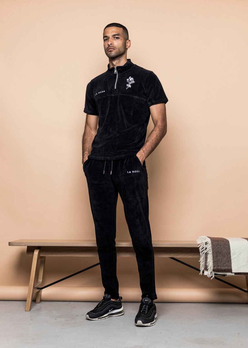 TRACKSUIT 'VELVET BIG ROSE TRACKSUIT' - BLACK - LA ROSA