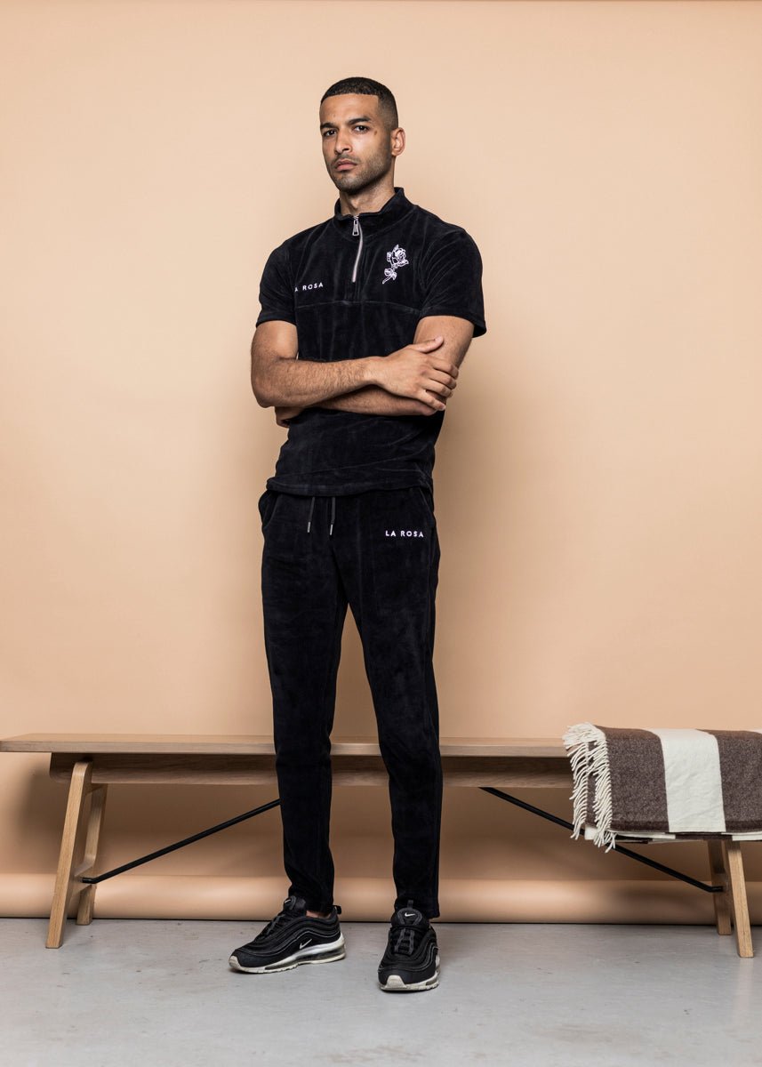 TRACKSUIT 'VELVET BIG ROSE TRACKSUIT' - BLACK - LA ROSA