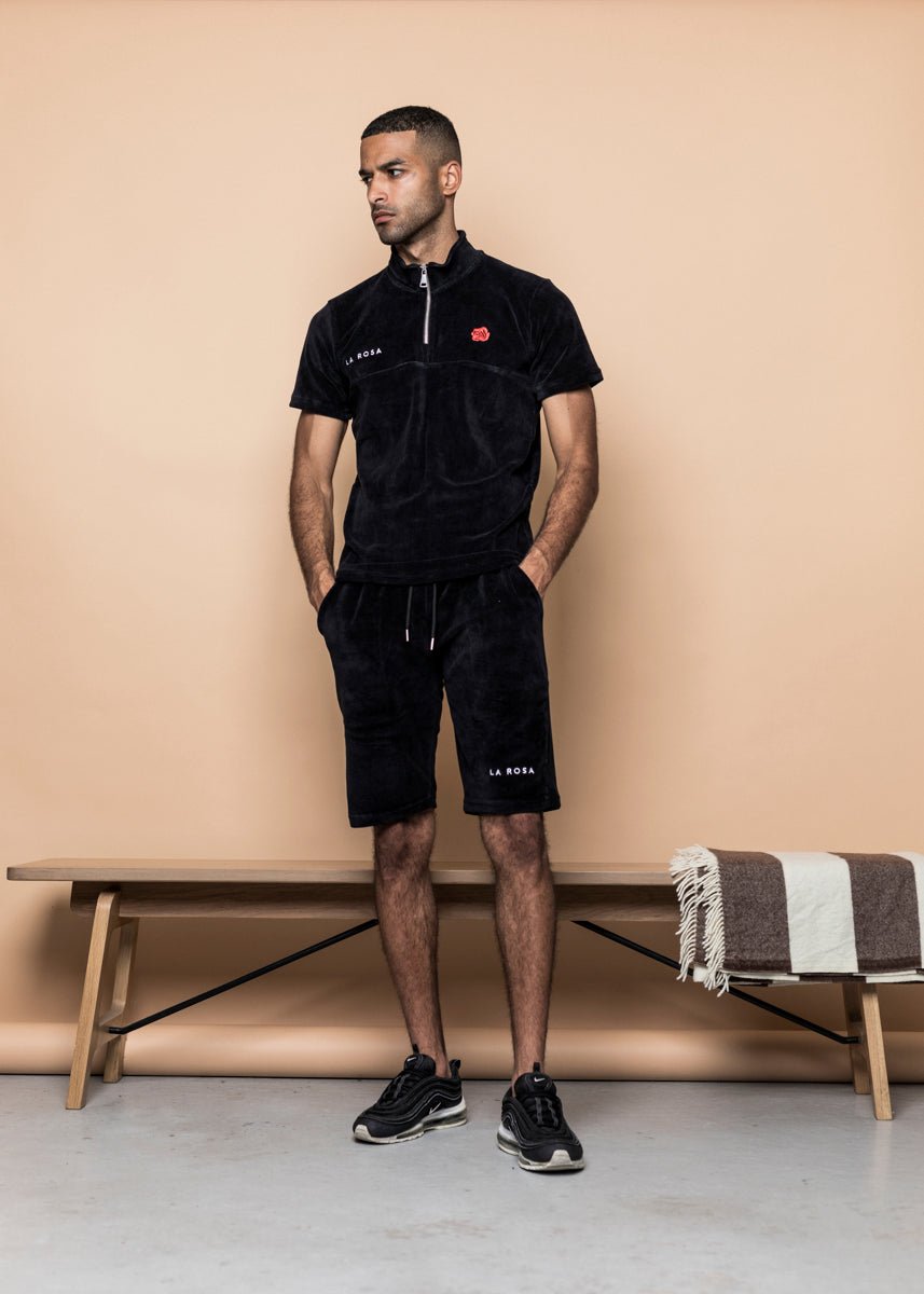 TRACKSUIT 'VELVET RED ROSE SUMMER SUIT' - BLACK - LA ROSA