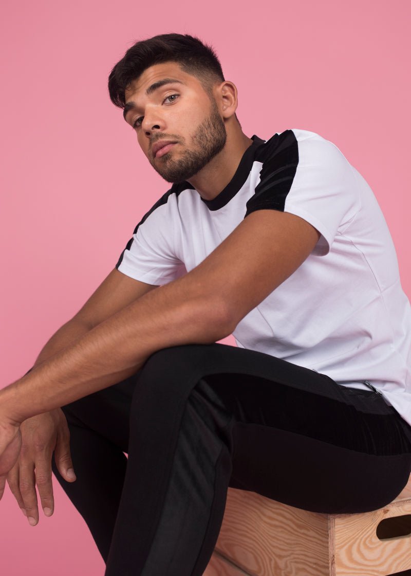 White / Black Velvet Tracksuit - LA ROSA